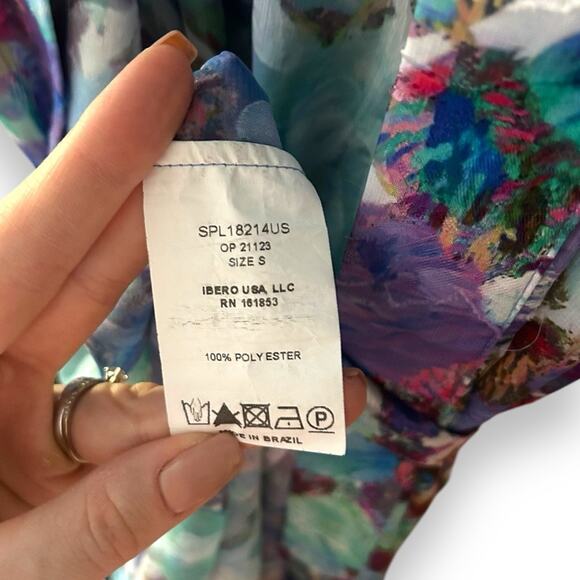 PatBO Blossom Beach Robe in Violet Open Front Waist Tie Purple Blue Chiffon - Picture 6 of 10